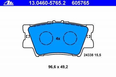 ATE 13.0460-5765.2 Колодки задние TOYOTA RAV 4 06-/ CAMRY (04466-33160)