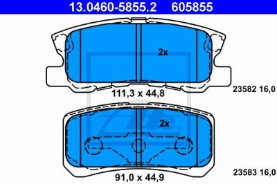 ATE 13.0460-5855.2 Колодки задние MITSUBISHI Outlander all/Galant/Pajero+PSA C-Cross