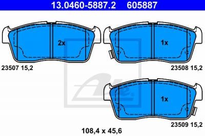 ATE 13.0460-5887.2 комплект тормозных колодок, дисковый тормоз на SUZUKI IGNIS II