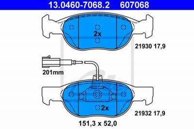ATE 13.0460-7068.2 комплект тормозных колодок, дисковый тормоз на ALFA ROMEO 146 (930)