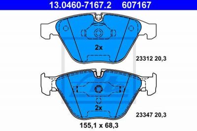 ATE 13.0460-7167.2 Колодки передние E60 3.0/4.0L,3.0XDI/E65 all 02-09