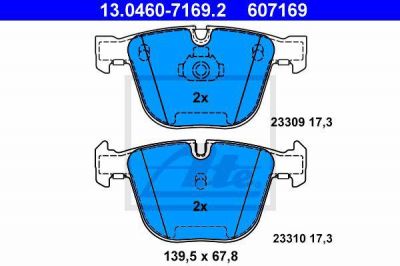 ATE 13.0460-7169.2 Колодки задние E60/E65/X5(E70)/X6(E71) all 02->