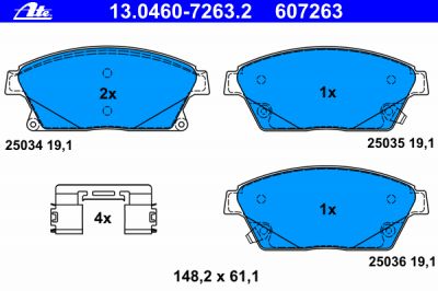 ATE 13.0460-7263.2 Колодки передние CHEVROLET Cruze/OPEL Astra J all 08->/Zafira 12-> (13301234)