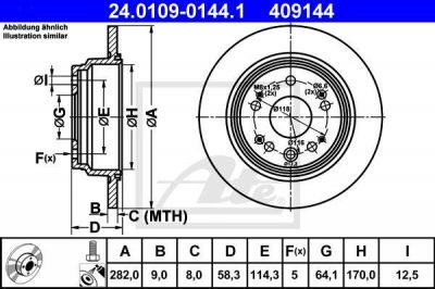 ATE 24.0109-0144.1 тормозной диск на HONDA CR-V II (RD_)