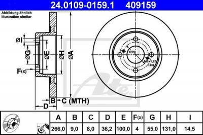 ATE 24010901591 ДИСК ТОРМ TOY COROLLA 92/02-<<