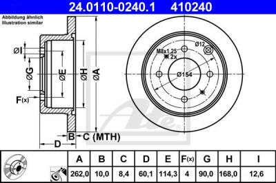 ATE 24.0110-0240.1 Диск торм. зад. Mitsubishi Galant, Lancer