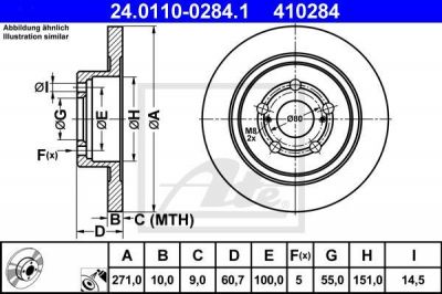 ATE 24.0110-0284.1 Диск торм. зад. Toyota Avensis