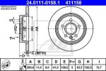 ATE 24.0111-0158.1 Диски торм.зад.FORD FOCUS II,C-MAX 1.6TDci,1.8TDCi,2.0TDCi,2.0L 2004=> (280x11)