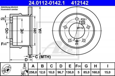 ATE 24.0112-0142.1 Диск торм. зад. MB Sprinter, VW LT28-46