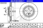 ATE 24.0122-0243.1 Диски торм.зад.AUDI ALLROAD quattro 2.7TDI-4.2FSI 2006=>