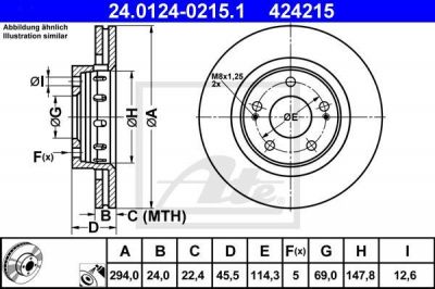 ATE 24.0124-0215.1 Диск торм.пер. MITSUBISHI OUTLANDER/CITROEN C-CROSSER, PEUGEOT 4007