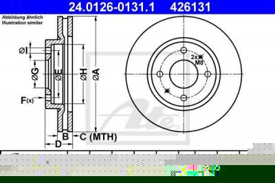 ATE 24.0126-0131.1 Диск торм.пер. Mitsubishi Galant VI, Lancer