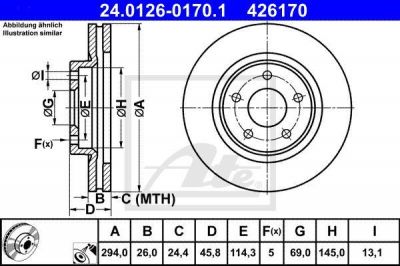 ATE 24012601701 Диск торм. MITSUBISHI ASX, DODGE CALIBER