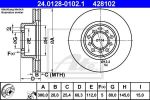 ATE 24.0128-0102.1 Диск торм. пер. MB W126 (260SE-560SE)
