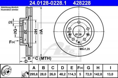 ATE 24.0128-0228.1 Диск торм.пер. MAZDA CX-7 2.3, 2.2 2007 ->