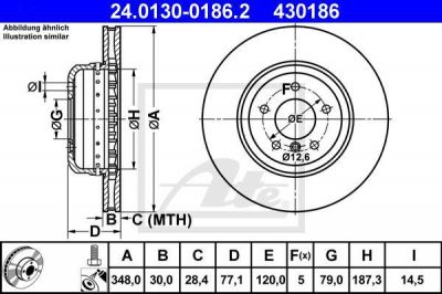 ATE 24.0130-0186.2 Диск торм. пер. 5 (E60, E61)