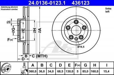 ATE 24.0136-0123.1 тормозной диск на VW TOUAREG (7P5)