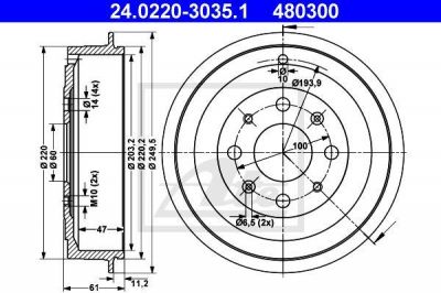 ATE 24.0220-3035.1 тормозной барабан на OPEL CORSA D Van