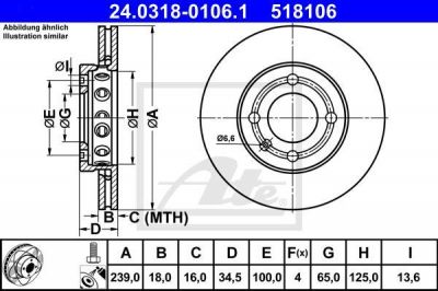 ATE 24.0318-0106.1 тормозной диск на VW LUPO (6X1, 6E1)