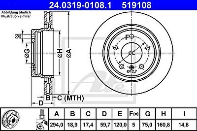 ATE 24.0319-0108.1 тормозной диск на 3 (E46)