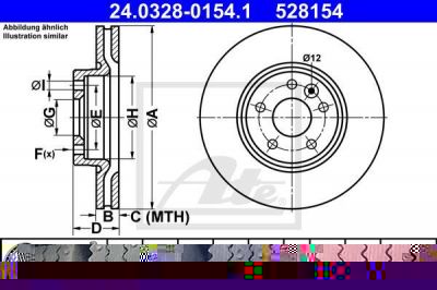 ATE 24.0328-0154.1 тормозной диск на VOLVO V70 III (BW)