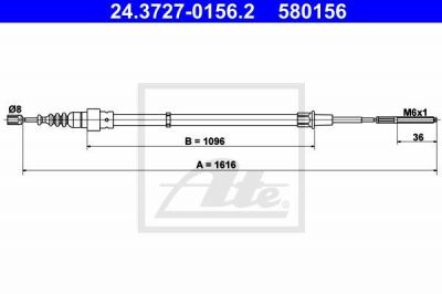 ATE 24.3727-0156.2 трос, стояночная тормозная система на VW GOLF III (1H1)