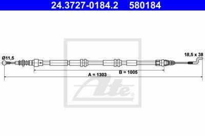 ATE 24.3727-0184.2 Трос, стояночная тормозная система