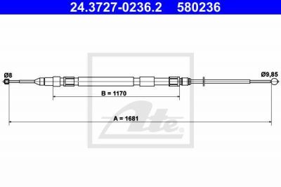 ATE 24.3727-0236.2 Трос, стояночная тормозная система