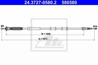 ATE 24.3727-0580.2 трос, стояночная тормозная система на FIAT PUNTO EVO (199)