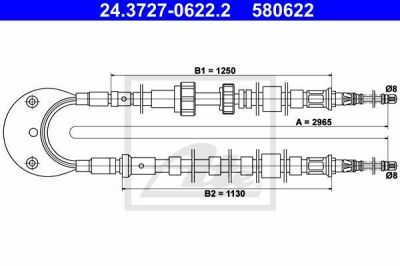 ATE 24.3727-0622.2 трос, стояночная тормозная система на FORD ESCORT IV (GAF, AWF, ABFT)