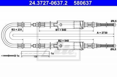 ATE 24.3727-0637.2 трос, стояночная тормозная система на FORD TRANSIT c бортовой платформой/ходовая часть (E_ _)