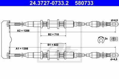 ATE 24.3727-0733.2 трос, стояночная тормозная система на OPEL VECTRA A (86_, 87_)