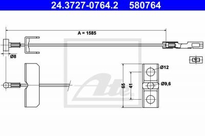 ATE 24.3727-0764.2 трос, стояночная тормозная система на OPEL VIVARO фургон (F7)