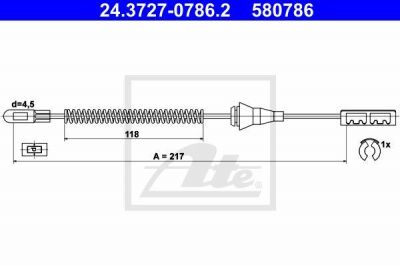 ATE 24.3727-0786.2 трос, стояночная тормозная система на OPEL CORSA C (F08, F68)