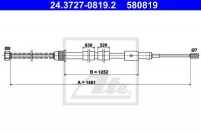 ATE 24.3727-0819.2 трос, стояночная тормозная система на PEUGEOT 306 (7B, N3, N5)