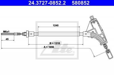 ATE 24.3727-0852.2 трос, стояночная тормозная система на PEUGEOT 406 (8B)