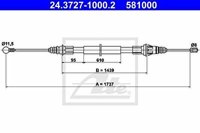 ATE 24.3727-1000.2 Трос, стояночная тормозная система