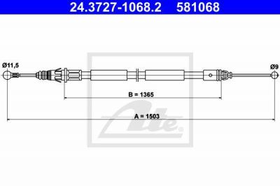 ATE 24.3727-1068.2 трос, стояночная тормозная система на OPEL VIVARO фургон (F7)