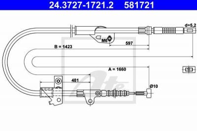 ATE 24.3727-1721.2 трос, стояночная тормозная система на NISSAN PRIMERA Traveller (WP11)
