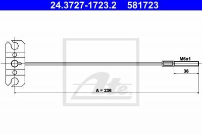 ATE 24.3727-1723.2 трос, стояночная тормозная система на NISSAN PRIMERA (P12)