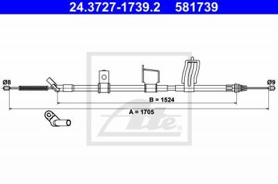 ATE 24.3727-1739.2 трос, стояночная тормозная система на NISSAN QASHQAI (J11, J11_)