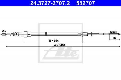 ATE 24.3727-2707.2 трос, стояночная тормозная система на VW LUPO (6X1, 6E1)
