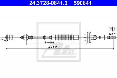 ATE 24.3728-0841.2 трос, управление сцеплением на PEUGEOT 206 SW (2E/K)