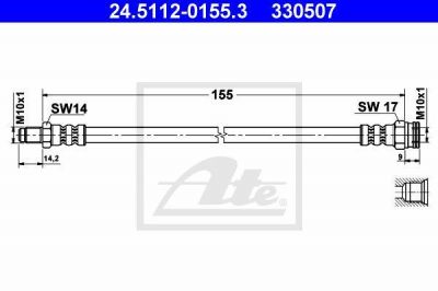 ATE 24.5112-0155.3 тормозной шланг на PEUGEOT 205 I (741A/C)