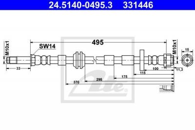 ATE 24.5140-0495.3 тормозной шланг на AUDI A8 (4H_)
