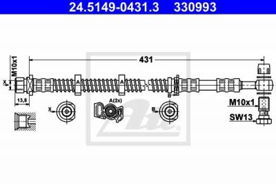 ATE 24.5149-0431.3 тормозной шланг на LAND ROVER FREELANDER Soft Top (LN_)