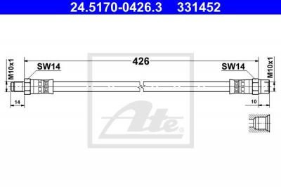 ATE 24.5170-0426.3 тормозной шланг на MERCEDES-BENZ T1 фургон (602)