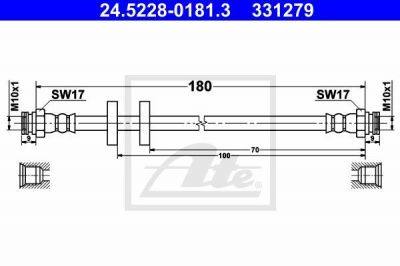 ATE 24.5228-0181.3 тормозной шланг на PEUGEOT BIPPER Tepee