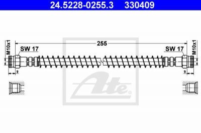 ATE 24.5228-0255.3 тормозной шланг на PEUGEOT 309 II (3C, 3A)