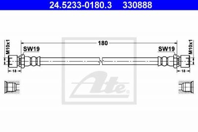 ATE 24.5233-0180.3 тормозной шланг на CHEVROLET LANOS седан